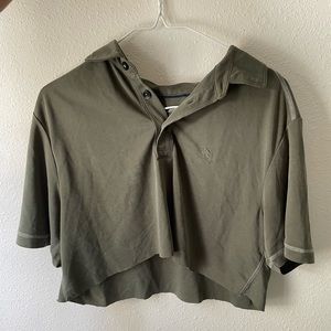 Thrifted crop pollo tee contrast stitching